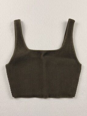Aritzia Babaton Sculpt Knit Square Neck Cropped Tank | Size M | Dark Brown